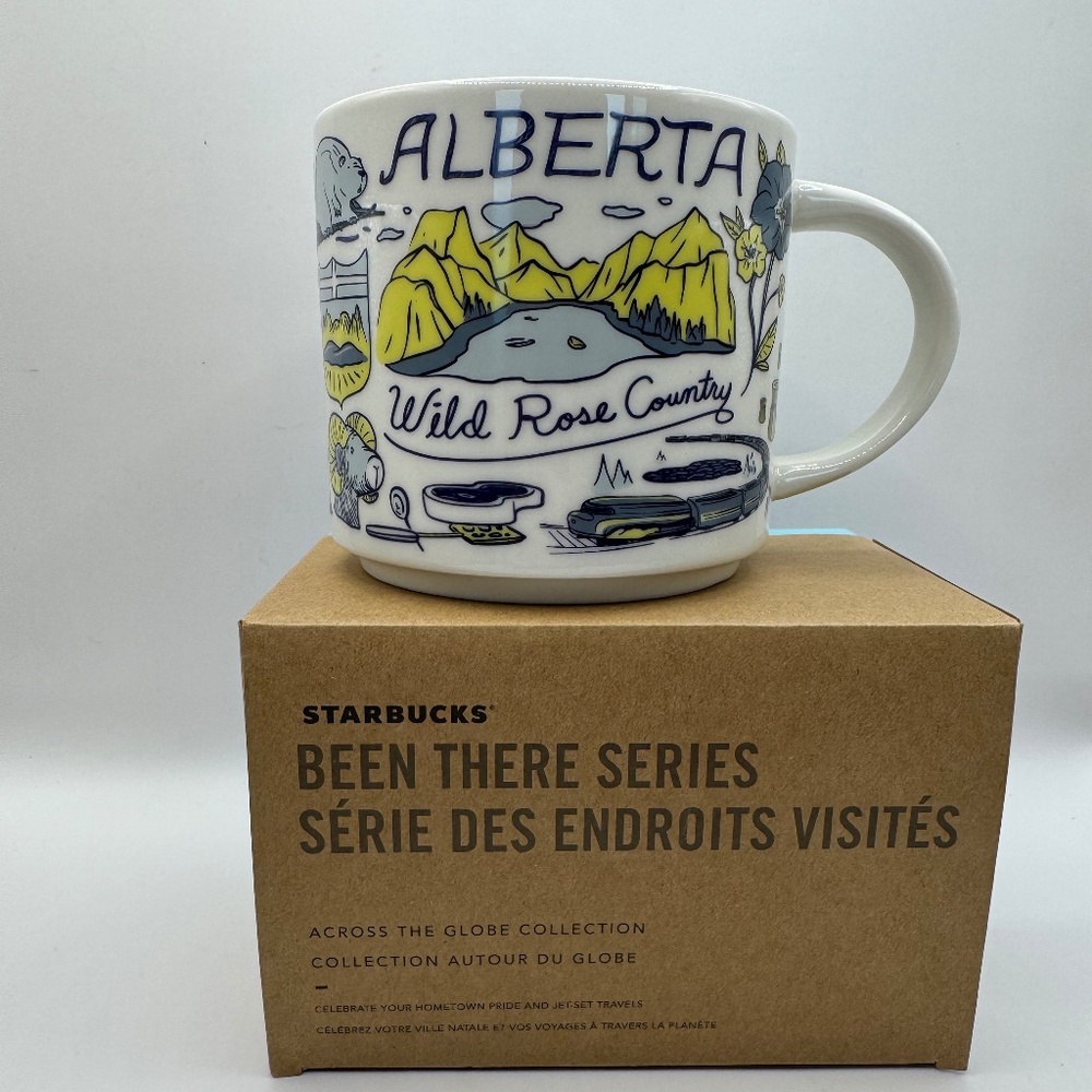 Starbucks Alberta Been There Series coffee mug. New in Box. Wild Rose Country.